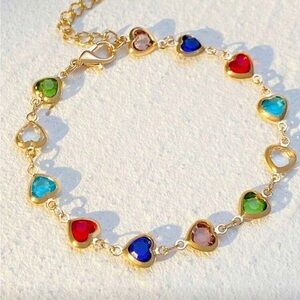 Multicolor Heart Charm Bracelet